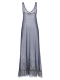 Women's Blue Polyamide Long Dress
