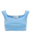 Women's Blue Cotton Sleeveles T-Shirt