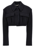 Women's Black Wool Full-Length Jacket Clothing