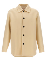 Men's Beige Virgin Wool Coat Clothing