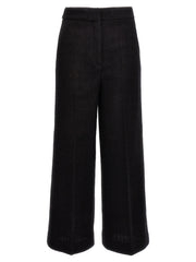 Women's Black Wool Cropped Pants