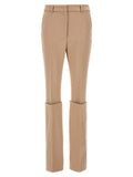 Women's Beige Polyester Dress Pants