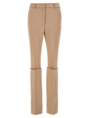 Women's Beige Polyester Dress Pants