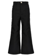 Women's Black Polyester Flared Pants