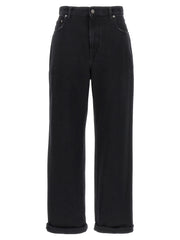 Women's Black Cotton Relaxed Fit Jeans Clothing