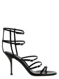 Women's Lacquered Stiletto Sandal Black Sheepskin Leather