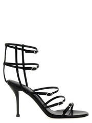Women's Lacquered Stiletto Sandal Black Sheepskin Leather
