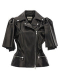 Women's Black Lamb Leather Sleeveless Jacket Clothing