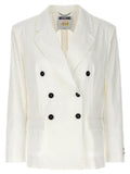 Women's White Cotton Blazer Clothing