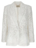 Women's White Polyester Blazer Clothing