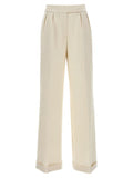 Women's White Virgin Wool Casual Pants