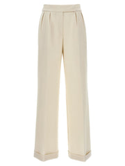 Women's White Virgin Wool Casual Pants