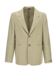 Men's Beige Virgin Wool Blazer Clothing