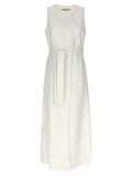 Women's White Flax Sleeveless Jacket Clothing