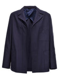 Men's Blue Virgin Wool Full-Length Jacket Clothing