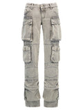 Women's Gray Cotton Cargo Pants