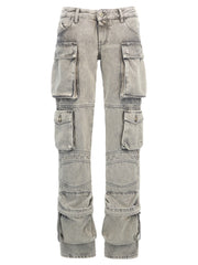 Women's Gray Cotton Cargo Pants