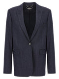 Women's Blue Viscose Blazer Clothing