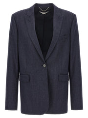 Women's Blue Viscose Blazer Clothing