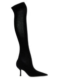Women's Black Leather Over The Knee Shoe