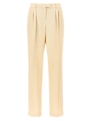 Women's Beige Silk Dress Pants