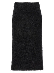Women's Black Cotton Midi Skirt