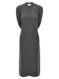 Women's Gray Wool Midi Dress