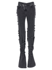 Women's Black Cotton Flared Jeans Clothing