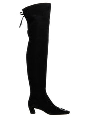 Women's Black Goatskin Over The Knee Shoe