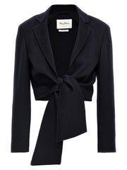 Women's Blue Wool Full-Length Jacket Clothing