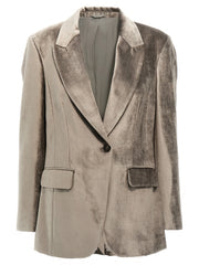 Women's Gray Cotton Blazer Clothing