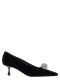 Women's Jewel-Embellished Velvet Pump Black