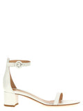 Women's White Leather Flat Sandals
