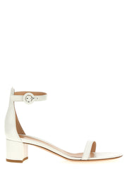Women's White Leather Flat Sandals