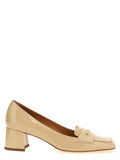 Women's Patent Calfskin Mid Pump Beige Leather