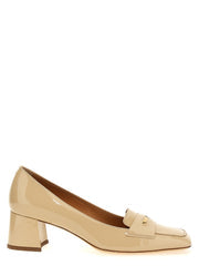 Women's Patent Calfskin Mid Pump Beige Leather