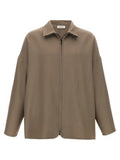 Men's Beige Virgin Wool Full-Length Jacket Clothing