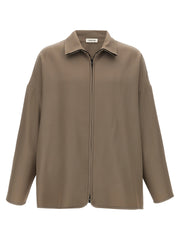 Men's Beige Virgin Wool Full-Length Jacket Clothing