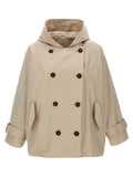 Women's Beige Polyester Full-Length Jacket Clothing