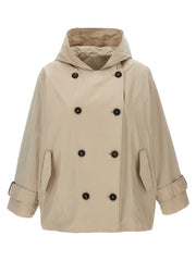 Women's Beige Polyester Full-Length Jacket Clothing