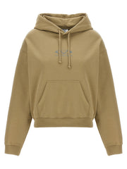 Women's Beige Cotton Hoodie Clothing