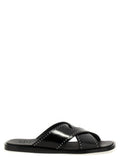 Women's Black Calf Leather Bos Taurus Slides Shoe