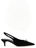 Women's Silk Slingback With Rosette Detail Pumps Black