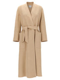 Women's Beige Wool Coat Clothing