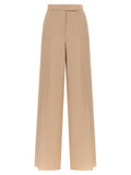 Women's Beige Virgin Wool Casual Pants