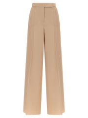 Women's Beige Virgin Wool Casual Pants