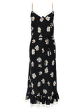 Women's Black Silk Midi Dress
