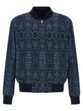 Men's Blue Cotton Bomber Clothing