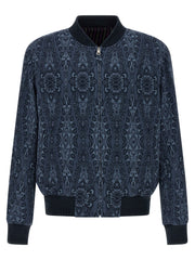 Men's Blue Cotton Bomber Clothing