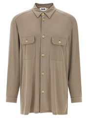 Men's Gray Polyester Blouse